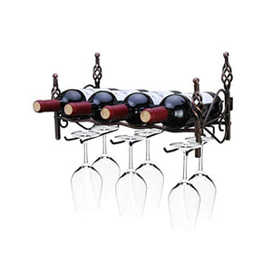 LHQ-HQ Attaccatura del Supporto di Vetro Vino, Vino Europea Capovolto Wine Rack Shelf Bar Wall Hanging Holder Calice Rame dell'Annata Ferro battuto 41 * 19 * 22cm