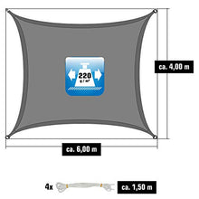 AMANKA Tenda da Sole UV - 6x4 HDPE Rettangolare Telo di Protezione Solare Balcone Giardino Grigio