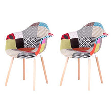 EGOONM Set di 2 sedie, Poltrona Patchwork, Sedia da Pranzo, Sedia da Reception, Sedia in Stile Nordico, Adatta per Soggiorno, Sala da Pranzo (Rosso-A5)