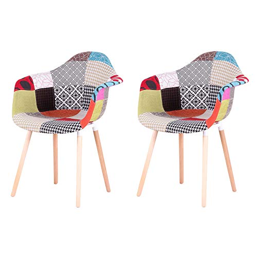 EGOONM Set di 2 sedie, Poltrona Patchwork, Sedia da Pranzo, Sedia da Reception, Sedia in Stile Nordico, Adatta per Soggiorno, Sala da Pranzo (Rosso-A5)