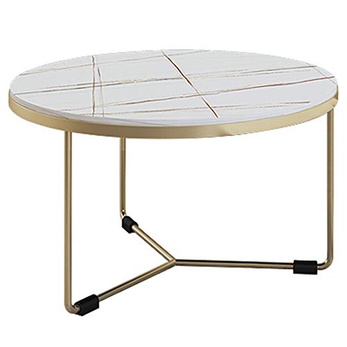 ZHIWUJIA Tavolino da caffè Treppiedi Piano del Tavolo in Ardesia Tavolo Rotondo in Metallo Tavolo da Giardino per Balcone/Soggiorno/Ufficio 45 x 45 x 37 cm / 17,7 x 17,7 x 14,6 Pollici