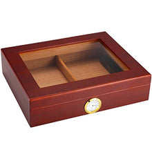 Umidificatore a scatola isolante 6 Sigari Humidor Dispositivo di Raffreddamento Portatile Legno di Cedro Cigar Idratante Governo Prospettiva Tetto Apribile Due Aree di Stoccaggio Igrometro Esterno