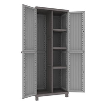 Terry, C-Wood 3680, Armadio da Esterno Interno a 2 Ante Effetto Legno, Divisorio Verticale e 3 Ripiani Interni. Materiale: Plastica, Dimensioni: 68x39x170 cm