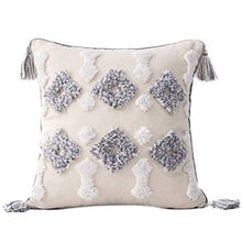 Federa per cuscino in stile tribale boho intrecciato con nappe a righe
