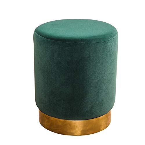EXCLVEA Sedile per Trucco per Camera da Letto Tondo Velluto Imbottito ottomano Vanity feci con placcatura in Oro Base poggiapiedi Resto Posto aggiuntivo (Colore : Dark Green, Dimensione : 36x45cm)