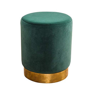 EXCLVEA Sedile per Trucco per Camera da Letto Tondo Velluto Imbottito ottomano Vanity feci con placcatura in Oro Base poggiapiedi Resto Posto aggiuntivo (Colore : Dark Green, Dimensione : 36x45cm)