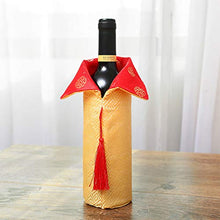 Amosfun Abito di Broccato Cinese Copertura Della Bottiglia di Vino Vestito Della Cina Cheongsam Sacchetti di Vino Sacchetti di Champagne per Il Matrimonio Festa di Festival di Primavera Cinese (D'oro)