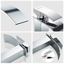 Rubinetto Lavabo a Cascata, Miscelatore Bagno in Ottone, Rubinetto Lavabo Bagno con Grande Uscita Acqua, Rubinetto Lavabo Monocomando con Acqua Calda e Fredda Disponibile