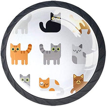 Set di gatti dei cartoni animati Pomelli per Porta Set di 4 Pomelli per Mobili Manopole per Cassetti Cucina Armadio Vetro