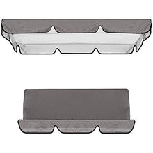 QSLS Set Tenda da Sole per Copertura per Tettuccio di Ricambio per Altalena, Copertura Superiore per Sedile A Baldacchino Impermeabile + Copertura per Sedile Altalena,Grigio,195 * 125 * 15cm