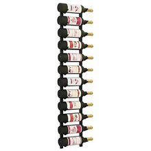 Portabottiglie da parete per bottiglie di vino, Scaffale per Vini Porta-Bottiglie in Ferro verniciato a polvere, per 12 bottiglie, 19 x 11 x 120 cm, Nero
