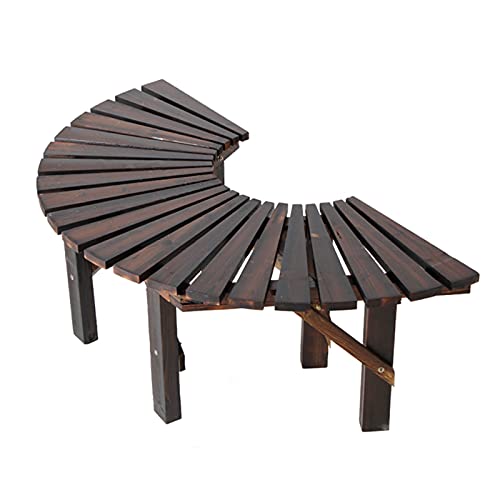 Creative LDF Panca da Giardino in Legno Panchina Ad Albero, Panca da Esterno Semicircolare da 120 Cm Panchine da Giardino in Legno Duro Decorazione di Mobili da Giardino in Legno Anticorrosivo