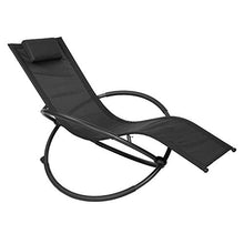 WOLTU LS002sz Sedia Sdraio a Dondolo Relax Poltrona Swing Traspirante da Balcone Campeggio Lettino con Braccioli e Poggiatesta Nero