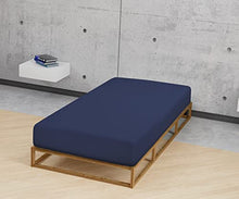 Biberna 0012344 Lenzuolo Frottee-Stretch (Altezza Materasso max. 22 cm) 1X 90X190 cm > 100X200 cm, Marino