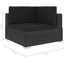 vidaXL Set Divani da Giardino 6 pz con Cuscini Foderati Lavabili Modulare Leggero Elegante Arredi da Esterno in Polyrattan Nero Telaio in Acciaio