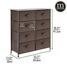 mDesign Cassettiera moderna per camera da letto, corridoio, bagno, ingresso ecc. – Canterano in fibra sintetica, struttura in metallo e ripiano in legno MDF– Comò con 8 cassetti – marrone scuro