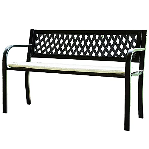 GaoF Panchina per terrazza da Parco Panchina da Esterno con Cuscini, panchina da Giardino in ghisa Resistente alle intemperie, panchina da Cortile a 2 posti con Schienale e