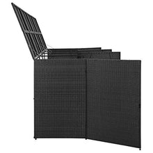 Copribidone per Spazzatua Polyrattan, Copribidone Quadruplo Spazzatura Nero, 305x78x120 cm