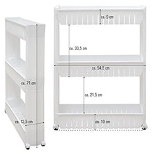 EYEPOWER Scaffale Stretto 12,5cm Portaoggetti Cucina Bagno 3 Livelli Ripiani Bianco