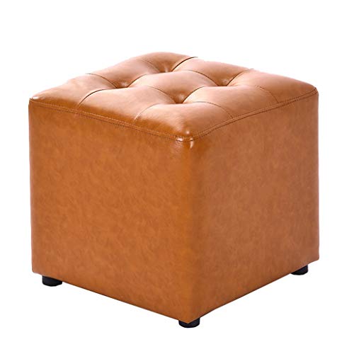 Mobili per la casa e Giardino Sgabello Square Makeup 丨 Pouf Singolo Imbottito in Ecopelle Poggiapiedi Imbottito 丨 Panca Scarpa Change-36x36x33cm, Giallo Ottomani da Cucina