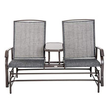 giordano shop Dondolo 2 Posti da Giardino 81x148x100 cm con Tavolino in Ferro e Textilene Marrone