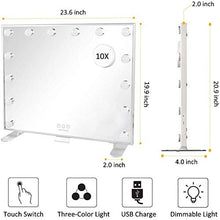 HFFFHA Specchio per Il Trucco con luci Specchio per Il Trucco Grande con 14 lampadine a LED dimmerabili e Specchio cosmetico con ingrandimento 10X Rimovibile