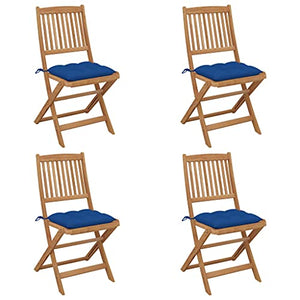 vidaXL Sedie da Giardino Pieghevoli 4pz con Cuscini Massello d'Acacia