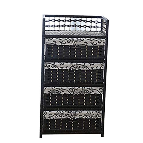 MAHFEI-Cestini Portaoggetti, Stile Country Cassettiera in Rattan Tessitura A Mano Comodino da Pavimento Armadio per Bambini Stabile E Durevole Organizza La Cassettiera