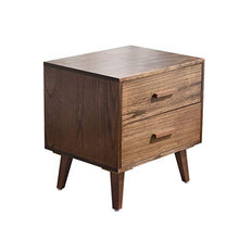 Comodino Nordico in Legno massello, Camera da Letto Color Noce 2 Strati Letto Giapponese Armadio di stoccaggio Moderno Semplice Cuscinetto 300KG-52x40x50cm FANJIANI