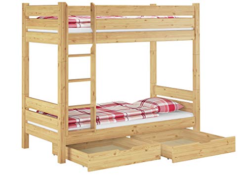 Erst-Holz Letto a Castello in Pino Anche per Adulti 90x200 divisibile e con cassettoni 60.16-09T100S2