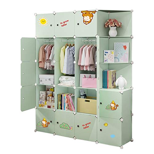 Locker Robusto Armadio 3-Hanging Archivi Rimovibili di Plastica 17 Porte 11-Gitter Angolo Scaffali Abbigliamento Home Camera Verde 147X47X183CM MUMUJIN