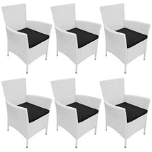 FAMIROSA Sedie da Giardino 6 pz con Cuscini in Polyrattan Bianco Crema-4416