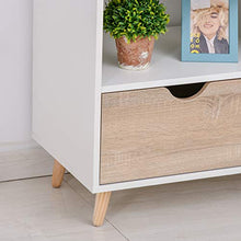 homcom Mobiletto Porta TV in Legno con Design Moderno, 2 Cassetti e 2 Ripiani, Bianco e Color Legno, 99x39x58cm