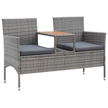 vidaXL Panca da Giardino a 2 Posti con Tavolino Panchina con Tavolinetto Sedile da Esterni Sedia Mobili da Giardino per Patio 143 cm Polyrattan Grigio