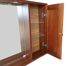 Specchiera pensile cm.91,8x16x60, 2 ante in legno arte povera con illuminazione
