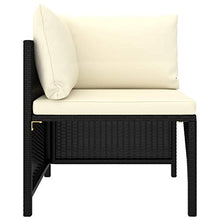 Tidyard Set 4 pz Divani da Giardino Esterno Modulari a 4 Posti in Polyrattan Nero con Cuscini,Divani Modulari,Divani da Giardino Rattan,Divano 4 Posti,Divani Modulari da Esterno