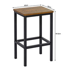 Meerveil Sgabelli da Bar, Due sgabelli da Bar con poggiapiedi, Struttura in Acciaio Nero per Soggiorno, Sala da Pranzo, Cucina, Design Industriale