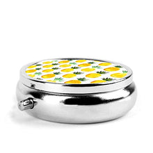 Scatola rotonda per medicina portatile, mini pillole in metallo, dispenser per pillole, borsa da tasca, regalo, ananas Love acquerello
