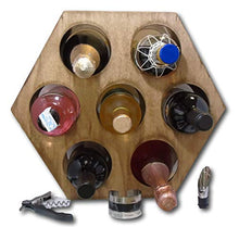 Set di portabottiglie verticale da parete in legno resistente per 7 bottiglie + cavatappi + versatore di vino con tappo + termometro per bottiglie di vino