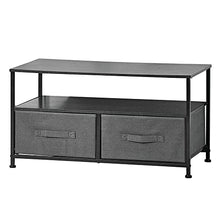mDesign Tavolino porta TV minimale con struttura in metallo — Mobile TV con 2 ripiani e pratici cassetti in fibra sintetica per gli accessori — Elegante mobile hifi con ripiani in MDF — grigio ero