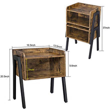 BRTLX Set di 2 Comodino Impilabile Stile Industriale, Vintage Moderni Tavolino Lato Divano da Salotto con Scomparto Portaoggetti Struttura in Metallo, Facile da Montare, Marrone Rustico