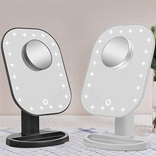 Shian LED Specchio per Il Trucco Specchio per la Bellezza del Trucco Specchio ingranditore 10 Volte 20 lampadine, Nero Senza Batteria