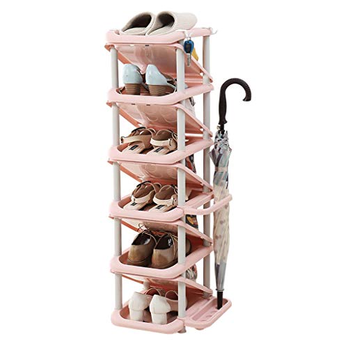 XWZH Cabinet Scarpe da Polvere Cappellino per stoccaggio a 11 Livelli unità per Scarpe da Scarpa Nera per corridoio Ingresso, 32x28x101cm (Color : Pink)