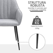 homcom Set 2 Sedie Imbottite Moderne da Cucina, Salotto o Soggiorno in Stile Scandinavo, Grigie, 59.5x56.5x81cm