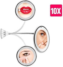 Specchio Specchi da Trucco Luci vanità, Pieghevole a 360 Gradi 10x Rotante con Forte aspirazione per Bagno