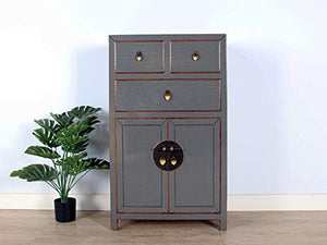 Yajutang - Cassettiera cinese con 3 cassetti, 2 ante, colore: grigio