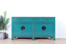 Yajutang credenza cassettiera cinese 4 ante 3 cassetti turchese