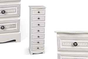 GICOS IMPORT EXPORT SRL Mobile cassettiera in Legno Colore Bianco Elegant 7 cassetti Maniglie in Metallo 29 * 23 * 89 cm Arredamento casa schabby Chic Tod 801136