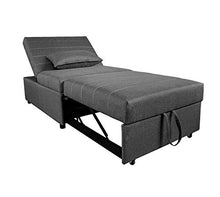 Gardenia Divano Strip Poltrona Pouf Letto Singolo in Tessuto con Cuscino Abbinato, Legno, Grigio