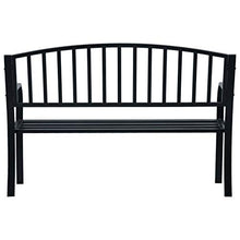 Panca da giardino in acciaio, braccioli in metallo, 125 x 53 x 82 cm, colore: nero